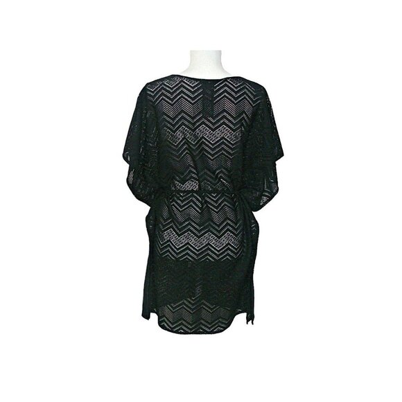 Mario Serrani Italy Womens Swim Suit Cover Up Black Lightweight Eyelet Sz Small - Picture 2 of 12